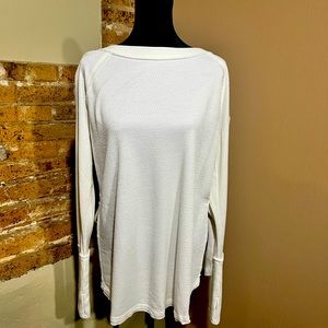 NEW Large White Free People Waffle Knit Sweater